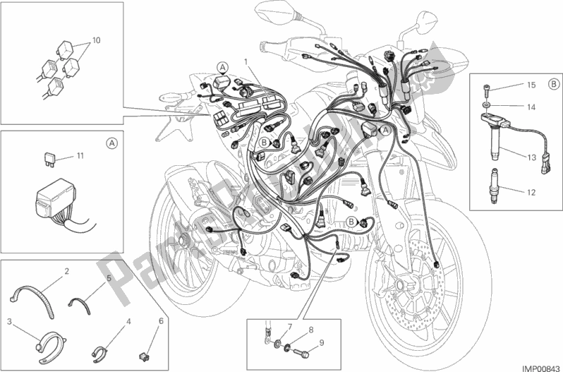 All parts for the Wiring Harness of the Ducati Hypermotard USA 821 2013